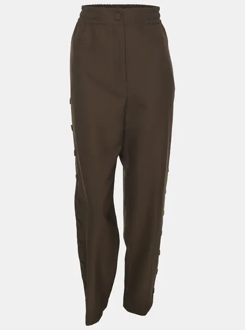 Joseph Olive Green Wool Blend Side Button Trousers M