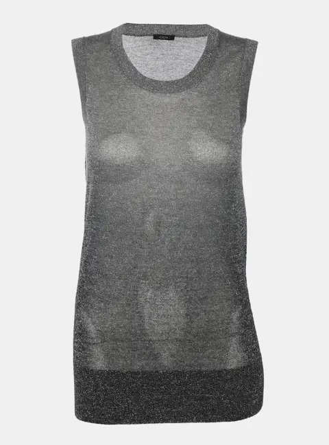 Joseph Metallic Grey Lurex Knit Tank Top XS