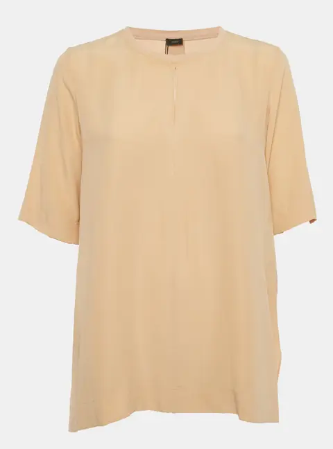 Joseph Beige Silk Key -Hole Tunic Top M