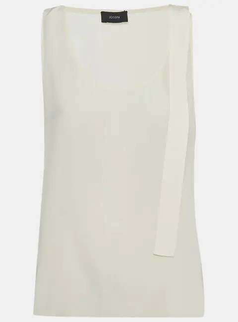 Joseph Beige Silk Tie Detail Sheer Sleeveless Top M