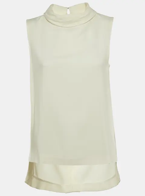 Joseph Off White Crepe Sleeveless Turtle Neck Top M