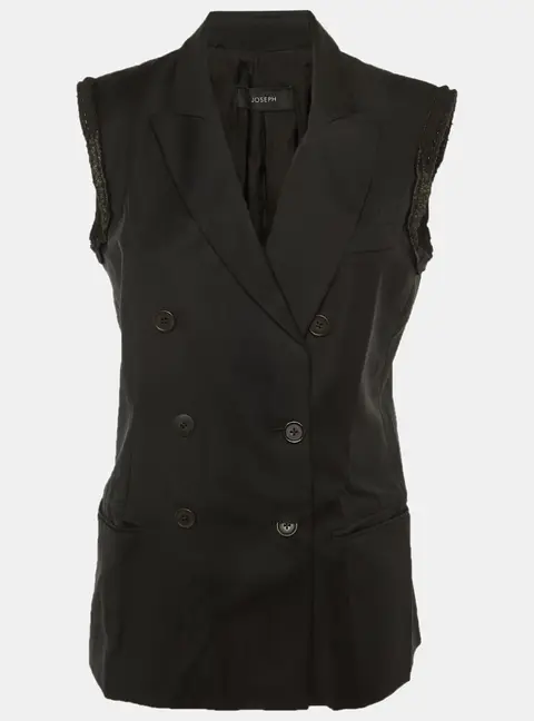 Joseph Black Wool Double Breasted Vest Blazer L