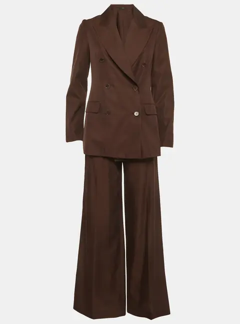 Joseph Brown Silk Blend Double Breasted Blazer & Pantsuits S