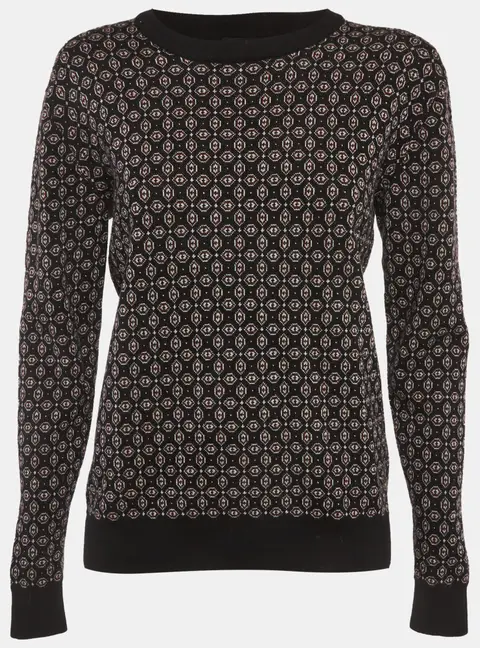 Joseph Black Jacquard Wool Crew Neck Sweater M