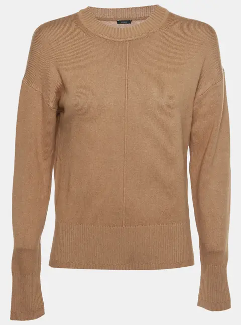 Joseph Brown Silk Knit Crew Neck Sweater XS