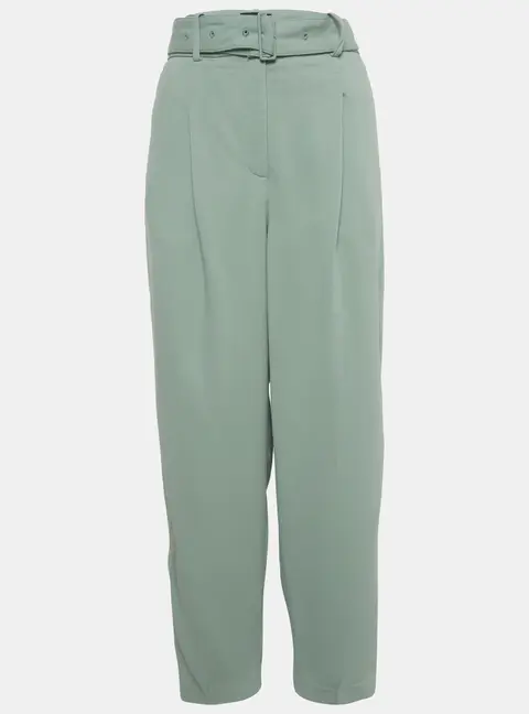 Joseph Green Crepe Drew Comfort Cady Belted Trousers M