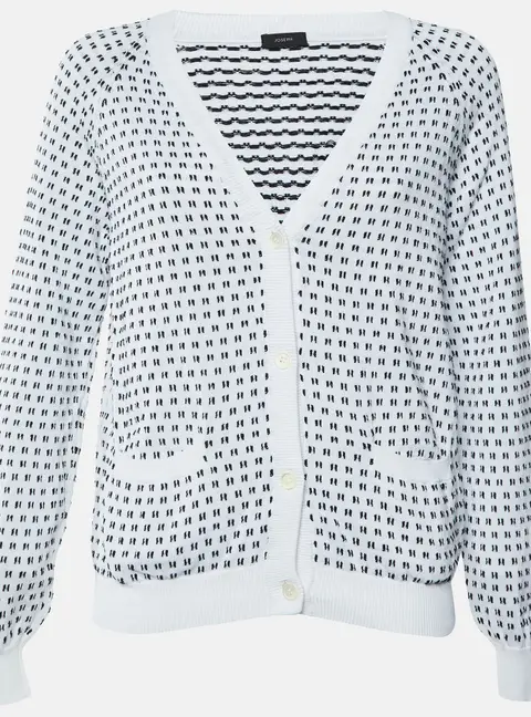 Joseph Monochrome Textured Cotton Button Front Cardigan M