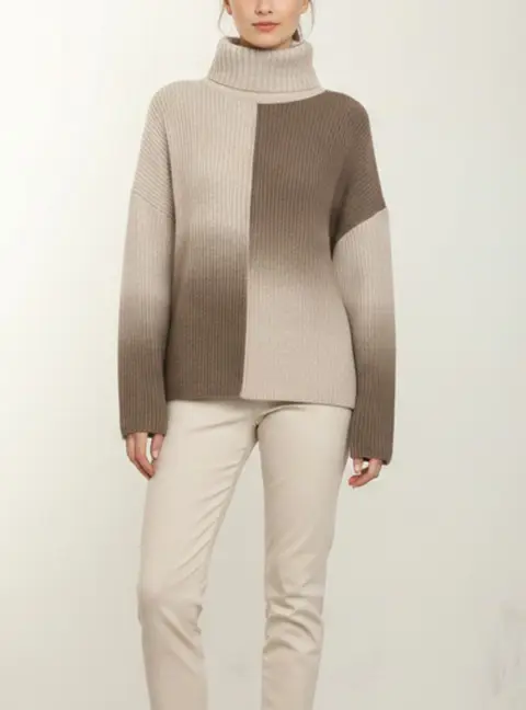 Joseph Beige/Khaki Rib Knit Turtleneck Sweater M