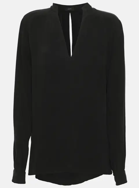 Joseph Black Matt Silk Long Sleeve Blouse M