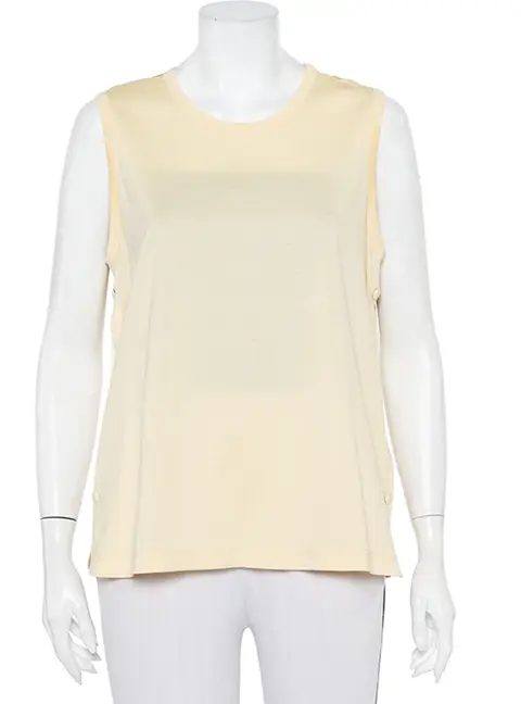 Joseph Yellow Jersey & Silk Satin Side Button Detail Tank Top L