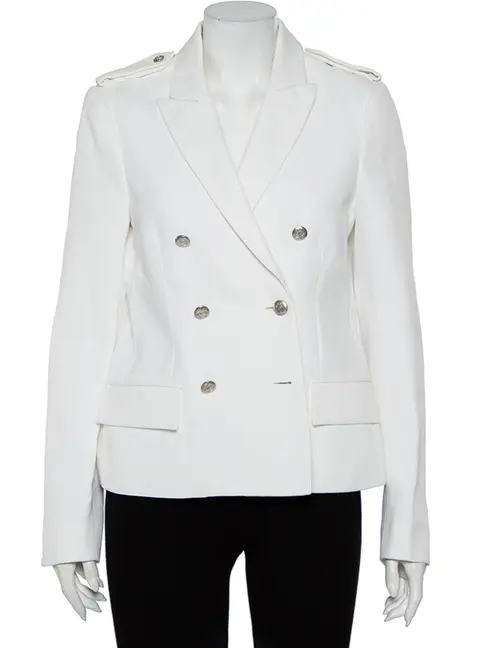 Joseph White Cotton & Ramie Double Breasted Yvette Blazer L
