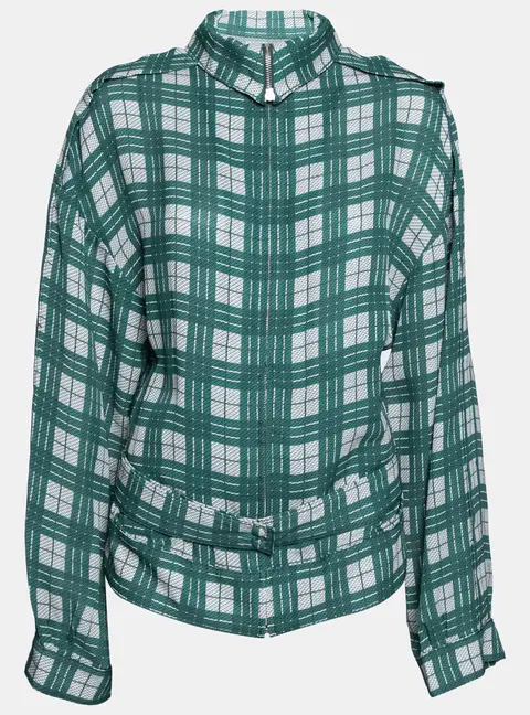 Joseph Green Check Silk Lightweight Belted Jacket L