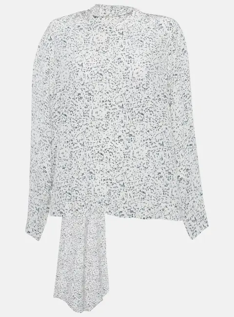 Joseph White/Grey Cannon Mineral Print Silk Shirt L