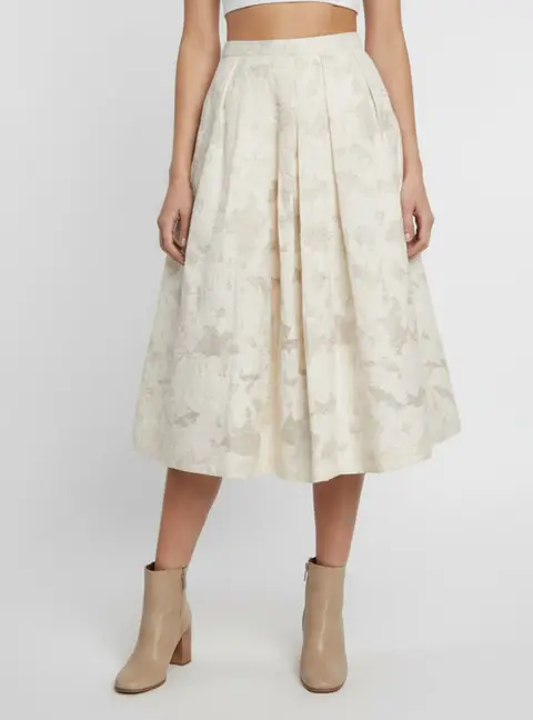Karen Millen Beige Floral Jacquard Midi Skirt M