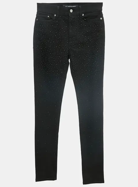 Karl Lagerfeld Black Studded Denim Skinny Jeans S Waist 27"