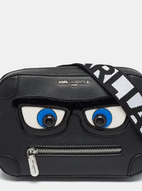 Karl Lagerfeld Maybelle Eyes Black Leather Camera Bag