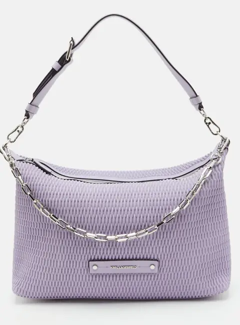 Karl Lagerfeld K/Kushion Large Lilac Quilted Leather Shoulder Bag