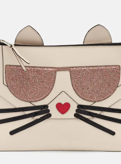Karl Lagerfeld K/Kocktail Choupette Pink Faux Leather Pouch