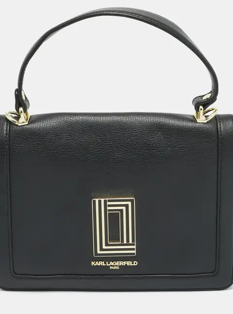 Karl Lagerfeld Simone Black Leather Top Handle Bag