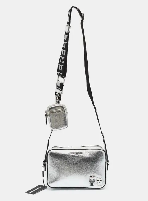 Karl Lagerfeld Maybelle Silver Faux Leather Crossbody Bag