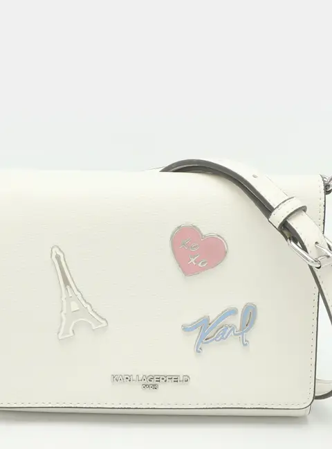 Karl Lagerfeld 'I Love Paris' White Leather Crossbody Bag