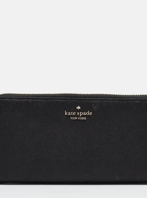 Kate Spade Black Glitter Leather New York Joeley Zip Continental Wallet