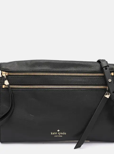 Kate Spade Black Leather Social Butterfly Skyler Crossbody Bag