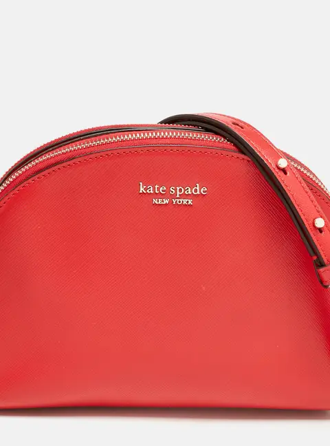 Kate Spade Red Leather Spencer Small Double Zip Crossbody Bag