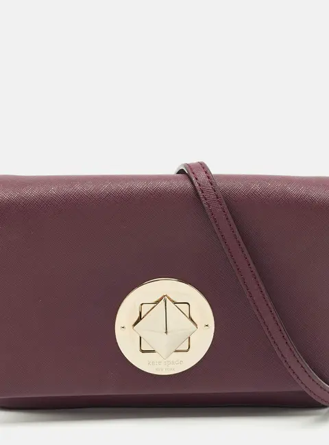 Kate Spade Burgundy Saffiano Leather Newbury Lane Sally Crossbody Bag