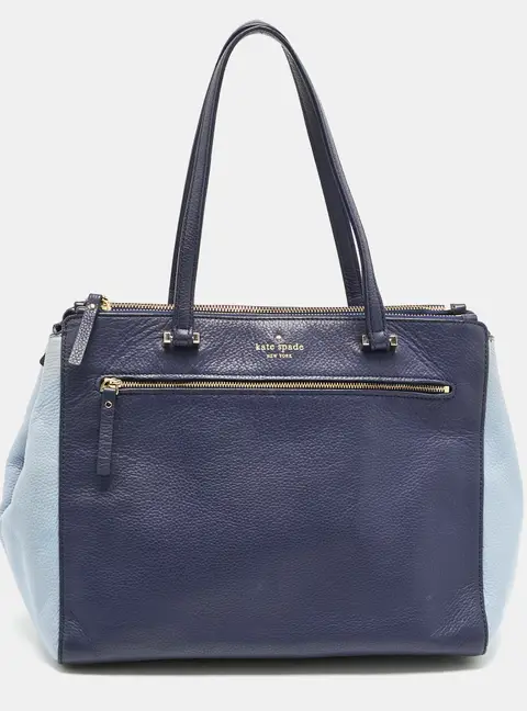 Kate Spade Two Tone Blue Leather Double Zip Tote