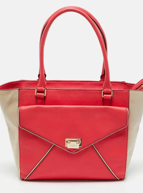 Kate Spade Pink/Beige Leather Wesley Palace Johanna Tote