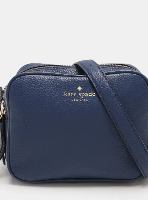 Kate Spade Blue Leather Mulberry Street Pyper Double Zip Crossbody Bag