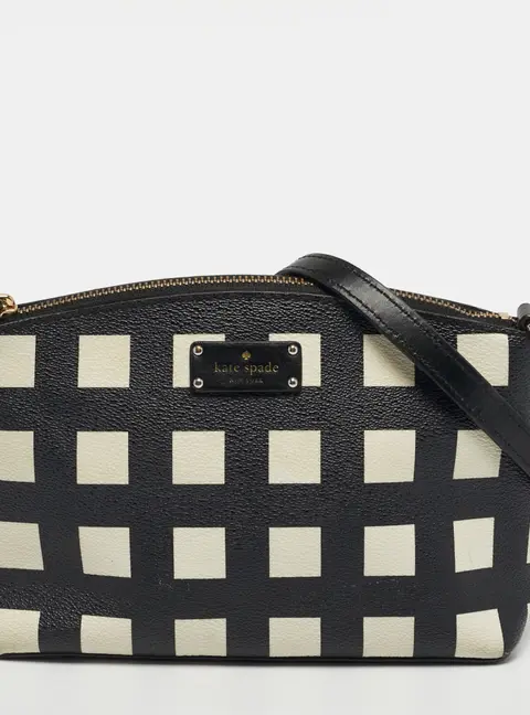 Kate Spade Black/White Leather Grove Street Millie Art Crossbody Bag