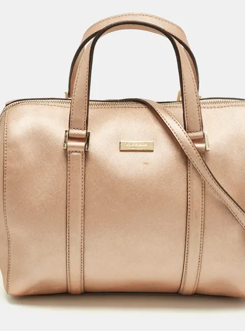 Kate Spade Newberry Lane Loden Metallic Peach Leather Satchel