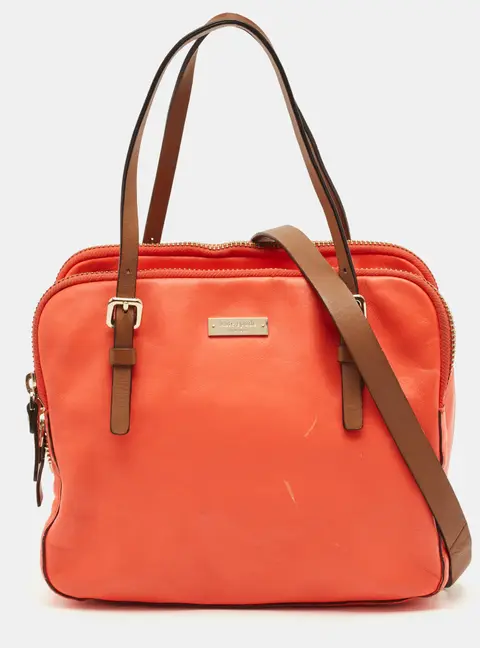 Kate Spade Coral Red Leather Multi Zip Satchel