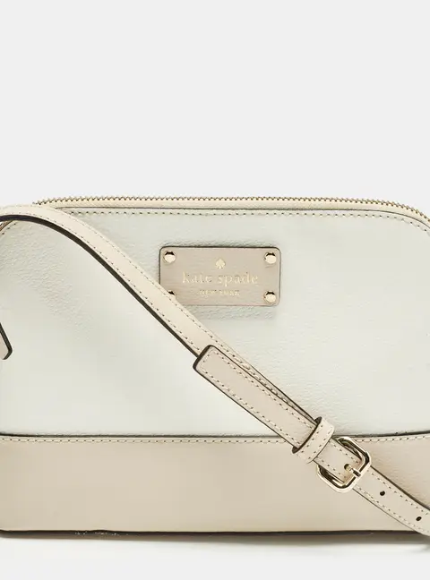 Kate Spade Bay Street Hanna White/Beige Leather Crossbody Bag