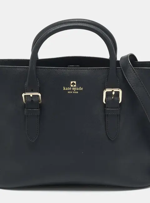 Kate Spade Cove Street Black Saffiano Leather Buckle Detail Tote