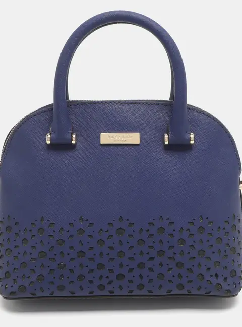 Kate Spade Blue Laser Cut Leather Satchel