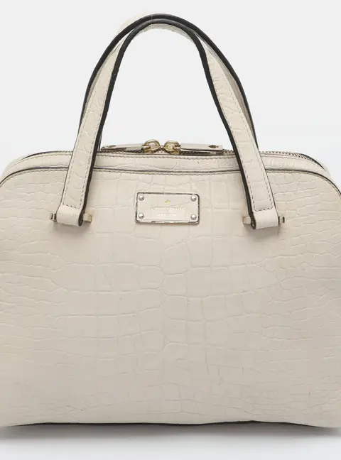 Kate Spade Off White Croc Embossed Leather Satchel