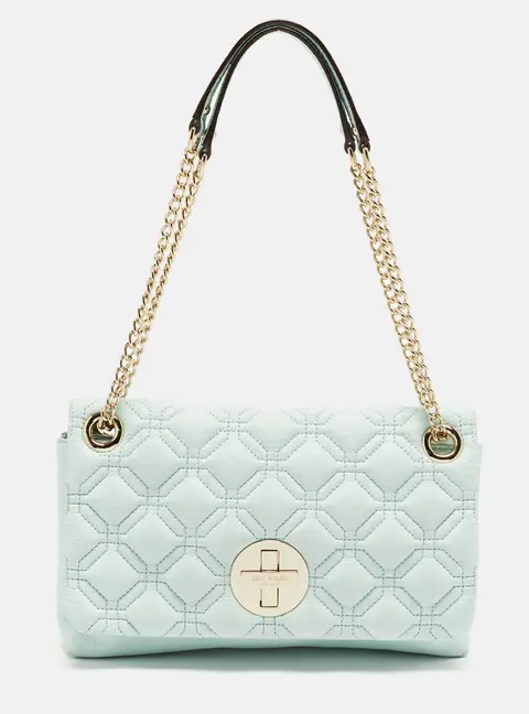 Kate Spade Astor Court Cynthia Light Green Quilted Leather Shoulder Bag