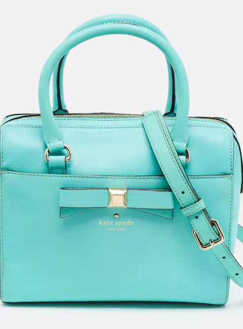 Kate Spade Holly Street Ashton Aqua Blue Leather Satchel
