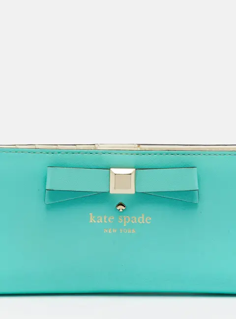 Kate Spade Holly Street Lacey Light Green Leather Flap Wallet