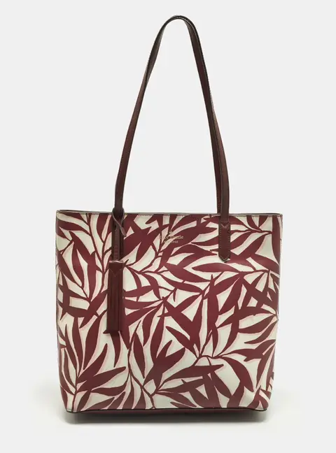 Kate Spade Jana Burgundy/White Printed Faux Leather Tote