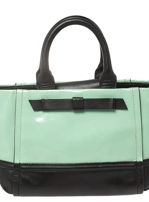 Kate Spade Mint Green/Black Patent and Leather Chelsea Park Gigi Tote