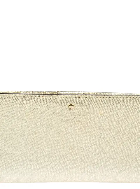 Kate Spade Metallic Gold Leather Long Flap Wallet