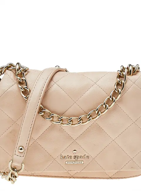 Kate Spade Beige Quilted Leather Mini Emerson Place Vivenna Shoulder Bag