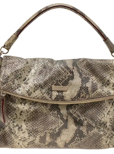 Kate Spade Metallic Two Tone Python Embossed Leather Top Handle Bag