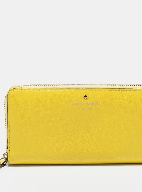 Kate Spade Yellow Leather Zip Around Wallet