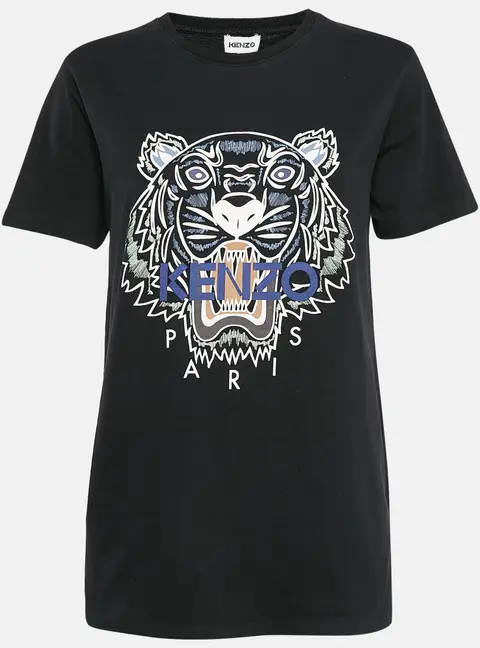 Kenzo Black Tiger Print Jersey Crew Neck T-Shirt M