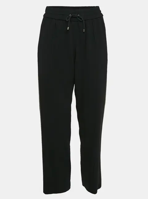 Kenzo Black Side Stripe Crepe Tack Pants S